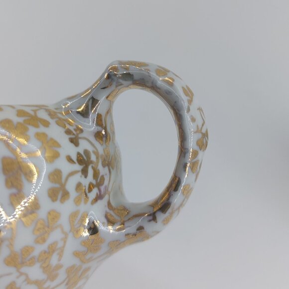 Vintage Empire England Porcelain Chintz Gold Shamrock Print Cream and Sugar Set - Picture 10 of 11